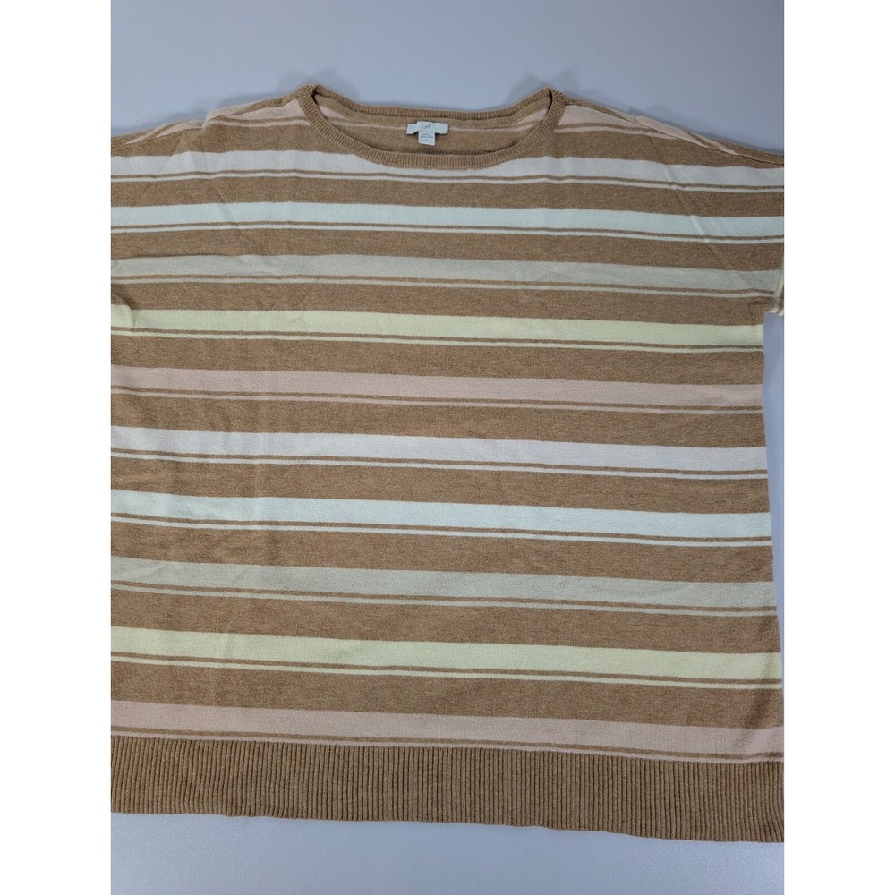 J Jill Sweater Women's Large Beige Multicolor Striped‎ Pullover Sweater - Picture 8 of 11